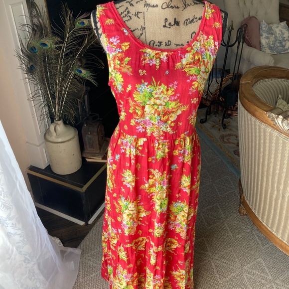 April Cornell Bermuda Dress in Deep Coral, Sz L COTTON - Picture 3 of 7